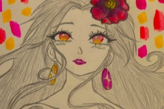 Girl with a Flower in Her Hair Drawing